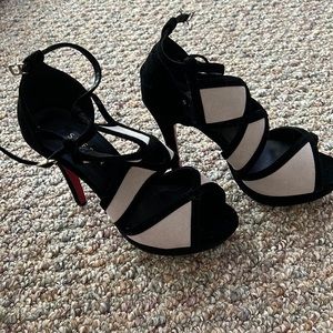 Black and grey heels